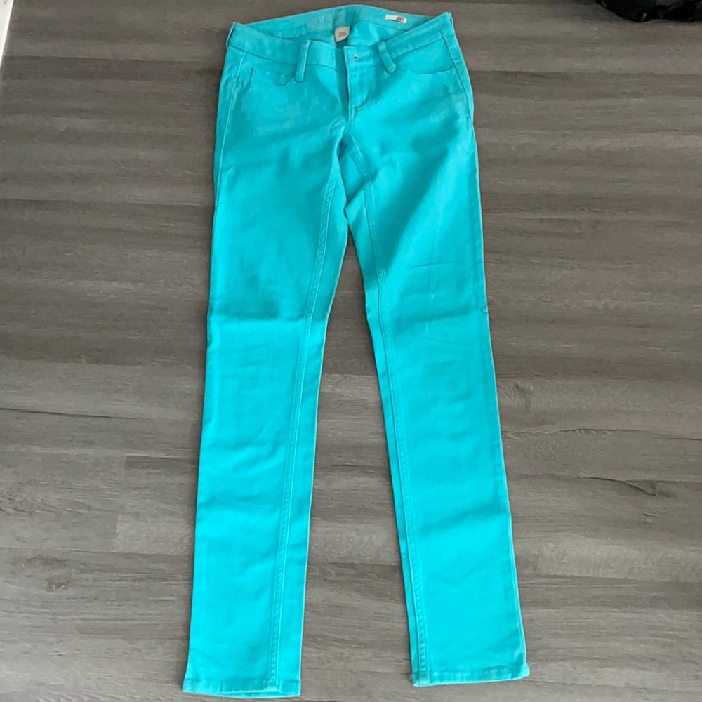 Turquoise blue skinny jeans